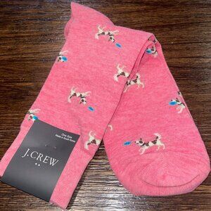 NWT J.Crew Factory Men's Dress Socks Pink Dog Frisbee BW618